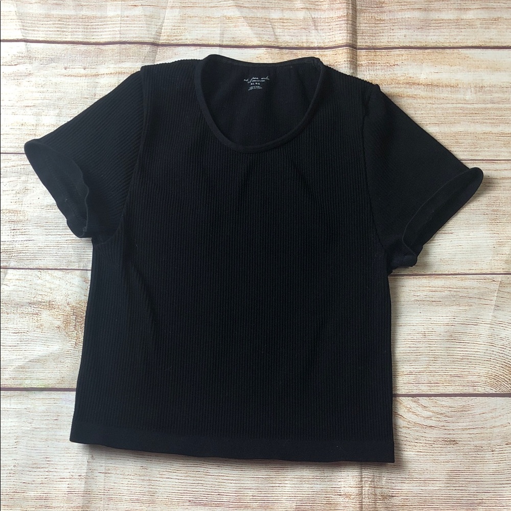 Urban Outfitters Black Ribbed Short Sleeve CropTop